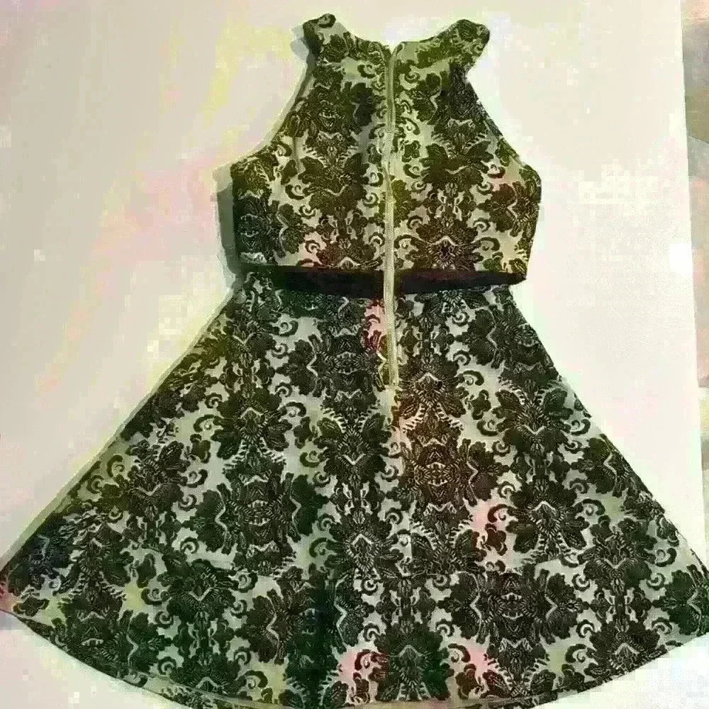 NWT Windsor black and tan velvet floral dress. Sheer Top and Middle.  Si… - Picture 4 of 6